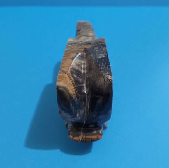 Vintage Native American Zuni Carved Onyx Stone Bird Eagle Fetish 4" Long -Signed - Picture 6 of 10